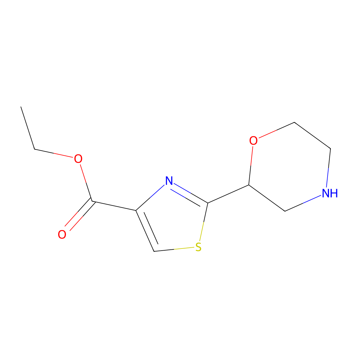 Ethyl 2-(morpholin-2-yl)-1,3-thiazole-4-carboxylate molecular structure, CAS 1496992-19-8