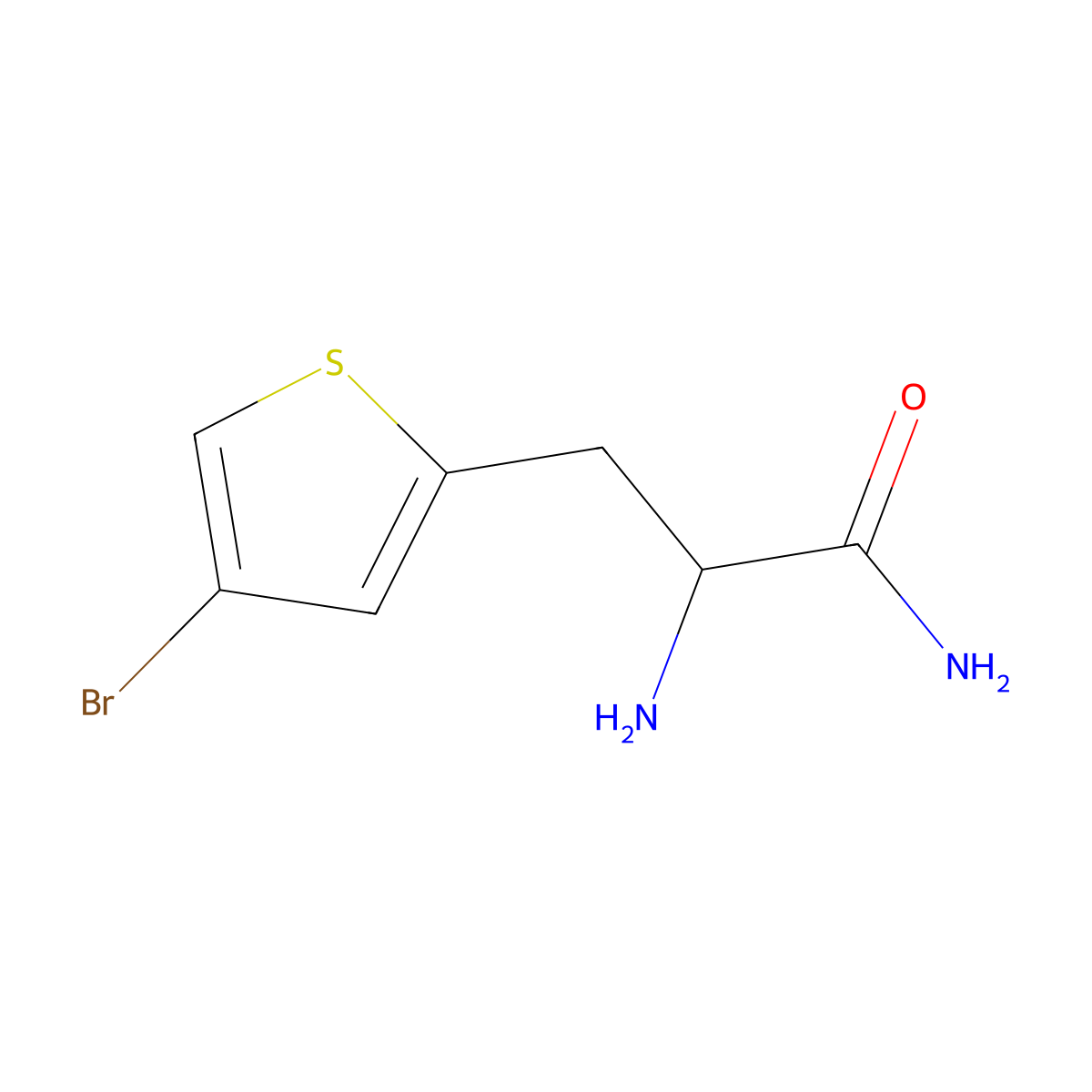 2-Amino-3-(4-bromothiophen-2-yl)propanamide molecular structure, CAS 1496994-22-9