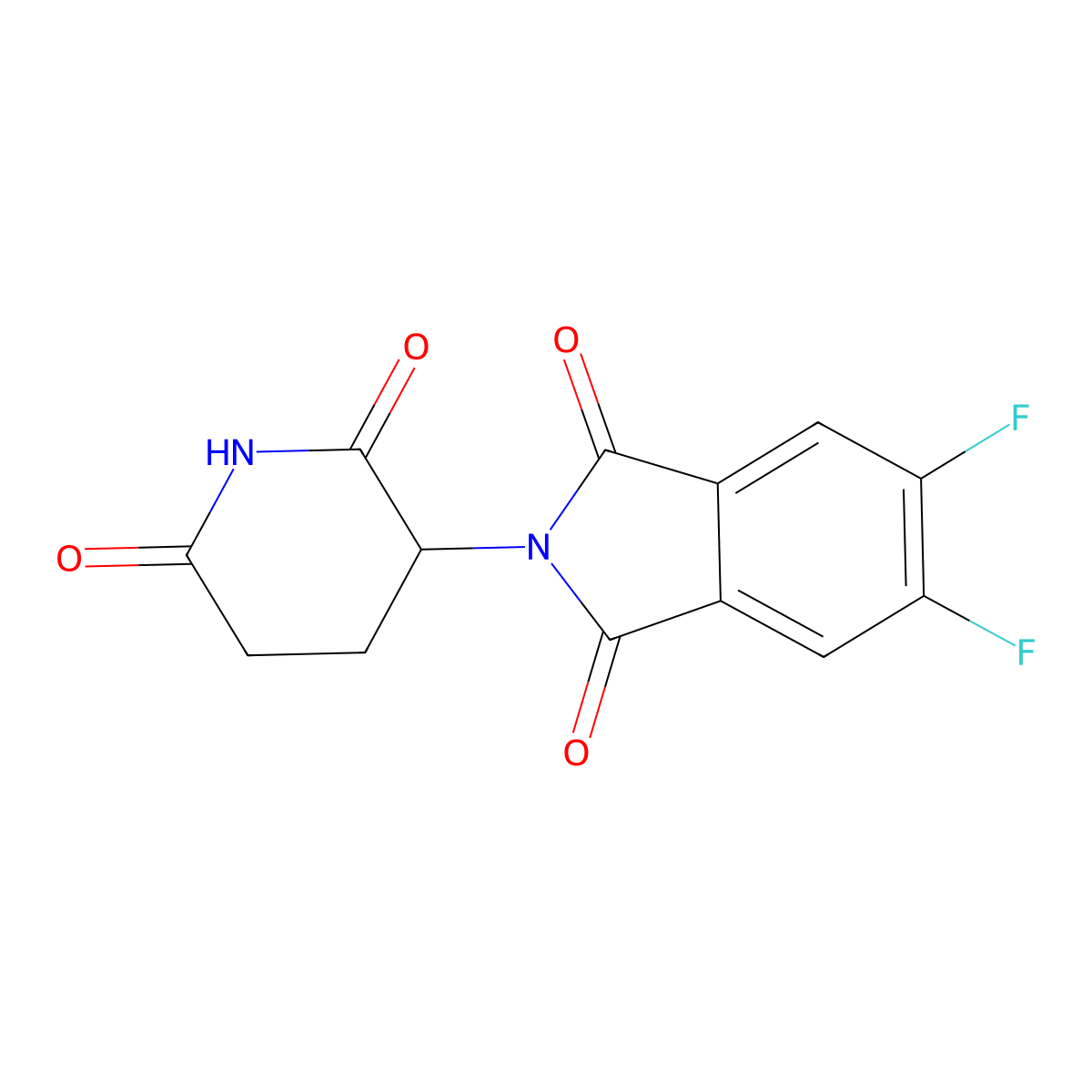 2-(2,6-dioxopiperidin-3-yl)-5,6-difluoro-2,3-dihydro-1H-isoindole-1,3-dione molecular structure, CAS 1496997-41-1