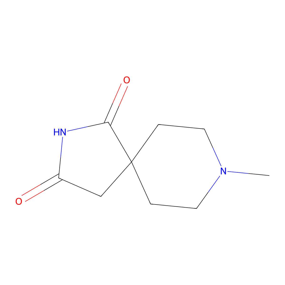 2,8-Diazaspiro[4.5]decane-1,3-dione, 8-methyl- molecular structure, CAS 1497-15-0