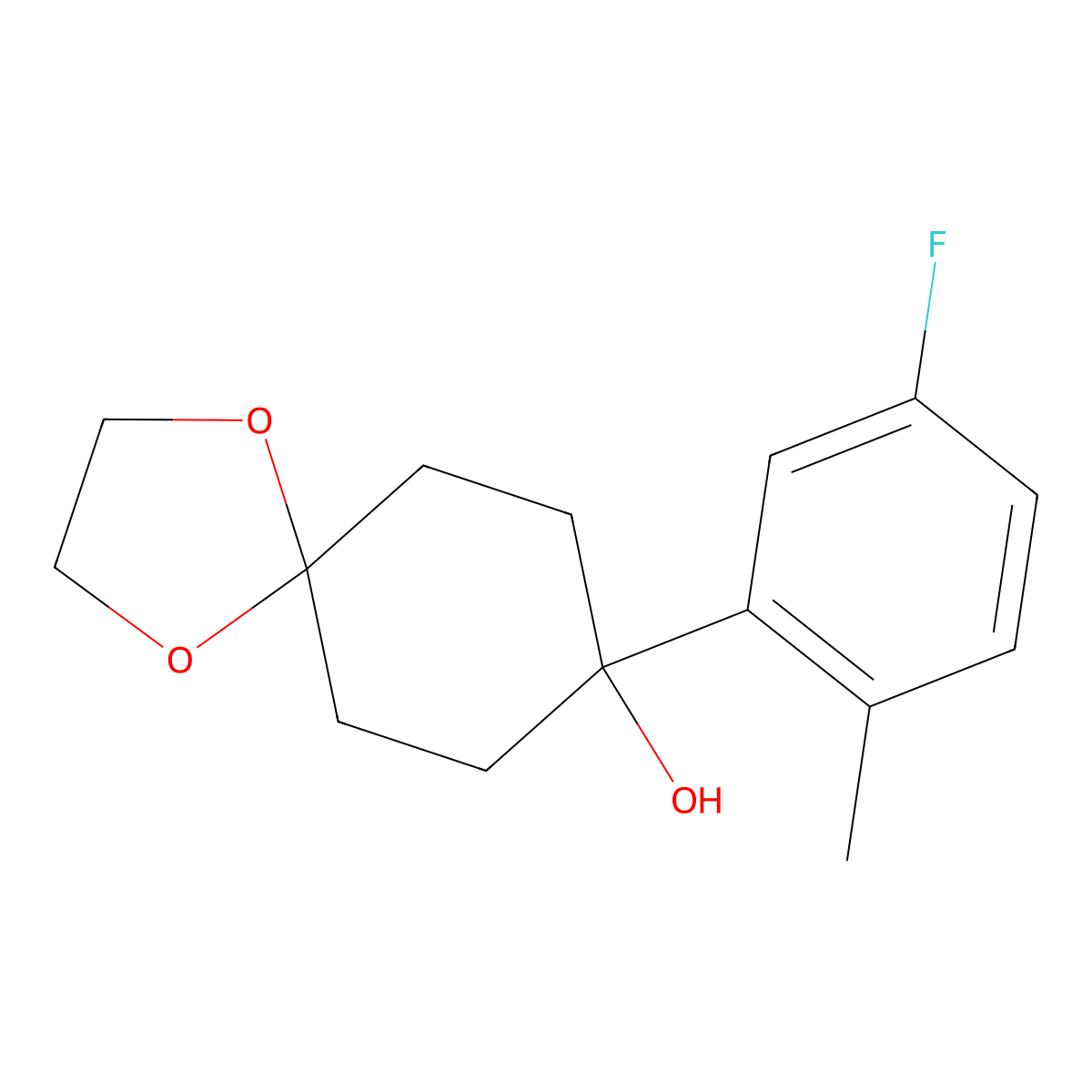 8-(5-Fluoro-2-methylphenyl)-1,4-dioxaspiro[4.5]decan-8-ol molecular structure, CAS 1497018-27-5