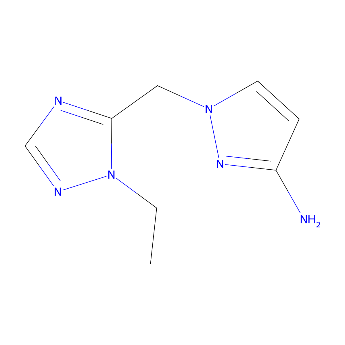 1-[(1-ethyl-1H-1,2,4-triazol-5-yl)methyl]-1H-pyrazol-3-amine molecular structure, CAS 1497024-62-0