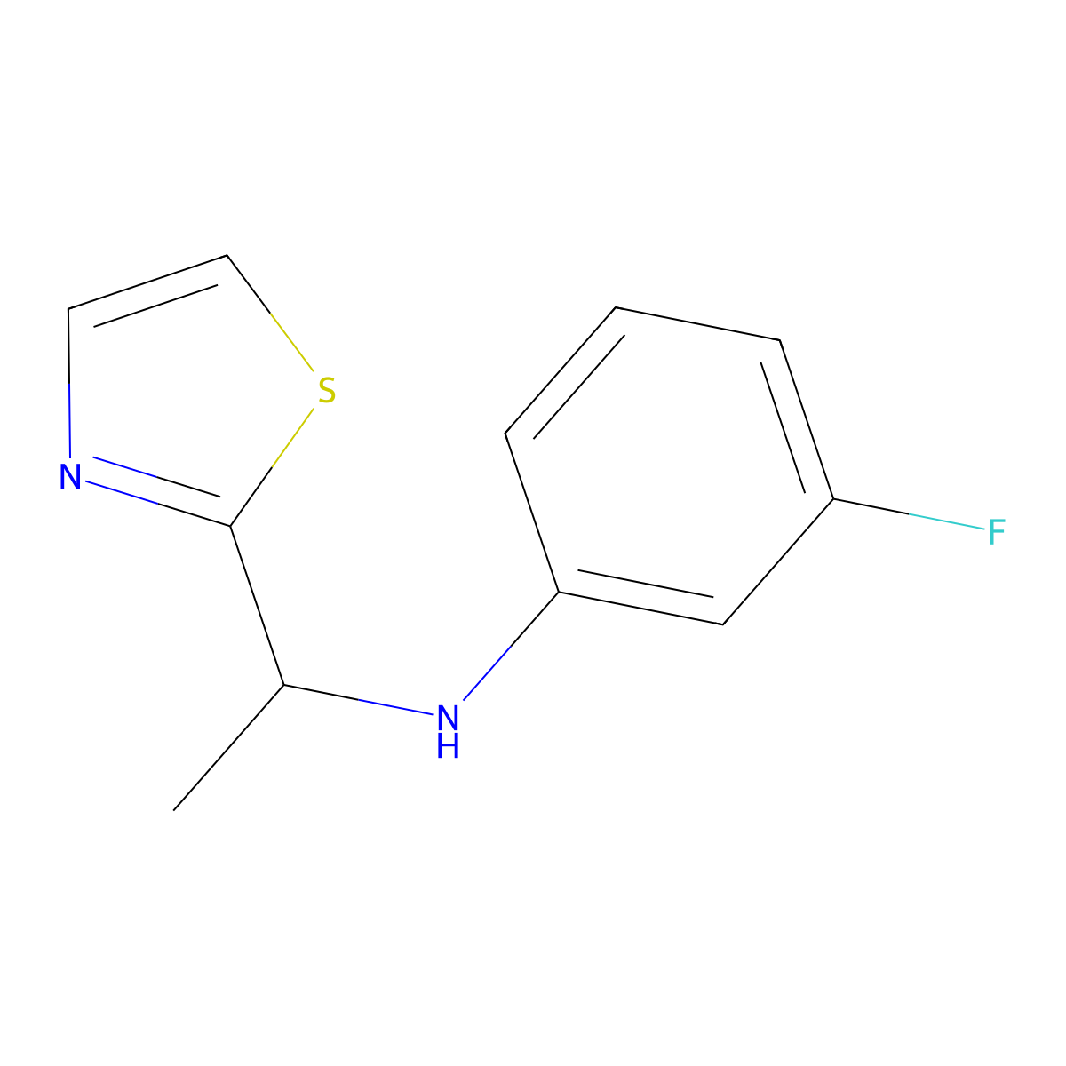 3-fluoro-N-[1-(1,3-thiazol-2-yl)ethyl]aniline molecular structure, CAS 1497026-12-6