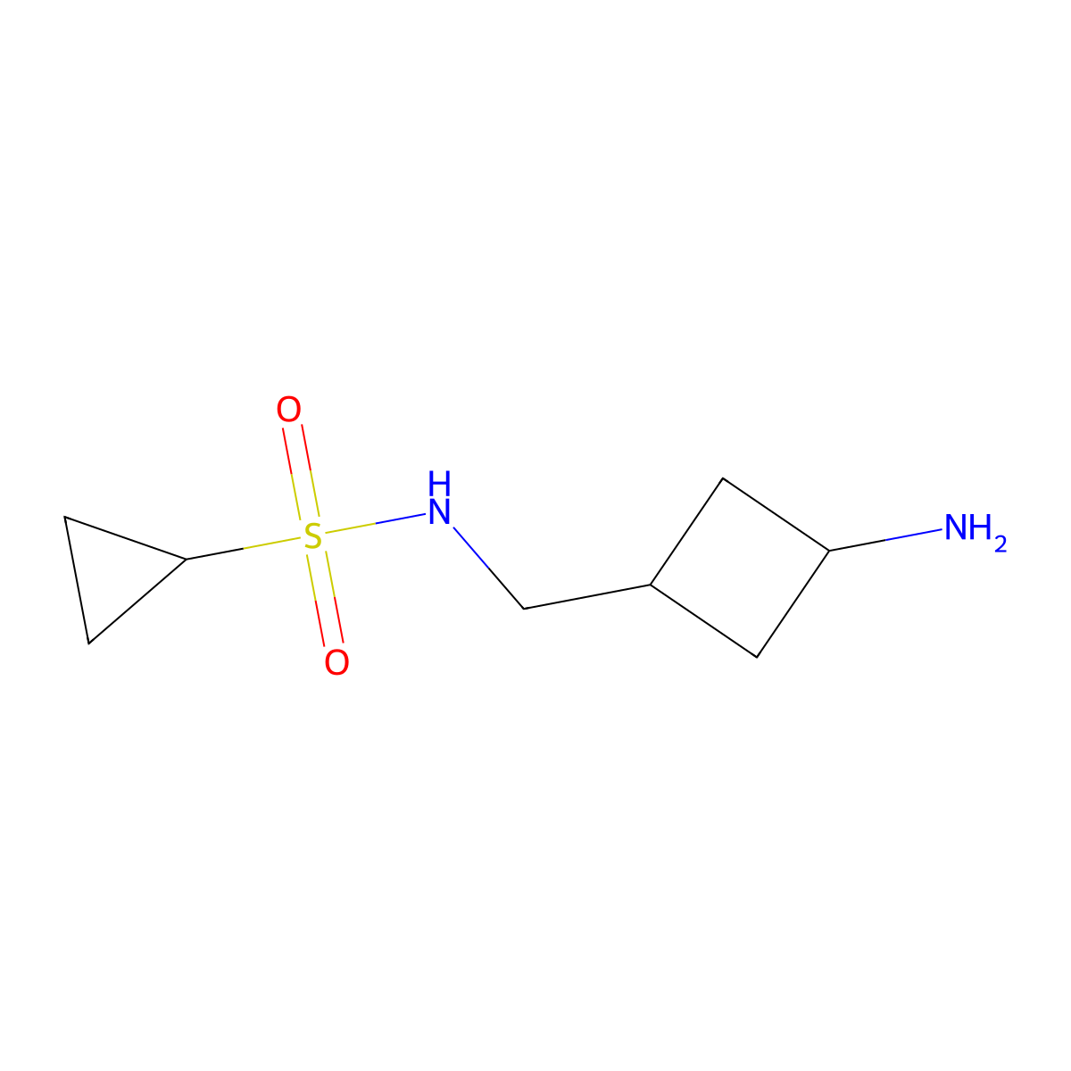 N-[(3-aminocyclobutyl)methyl]cyclopropanesulfonamide molecular structure, CAS 1497036-11-9
