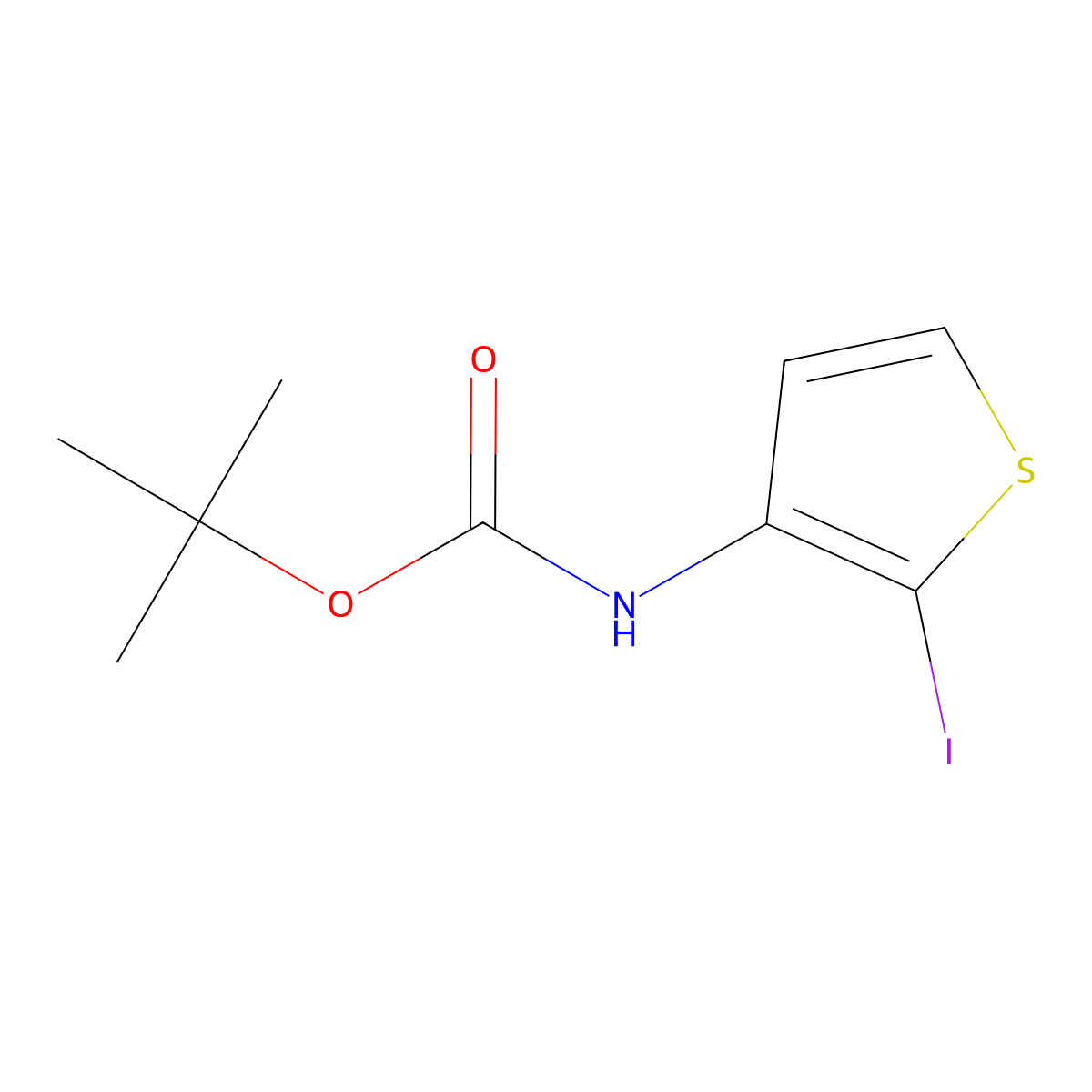 Tert-butyl 2-iodothiophen-3-ylcarbamate molecular structure, CAS 149704-10-9