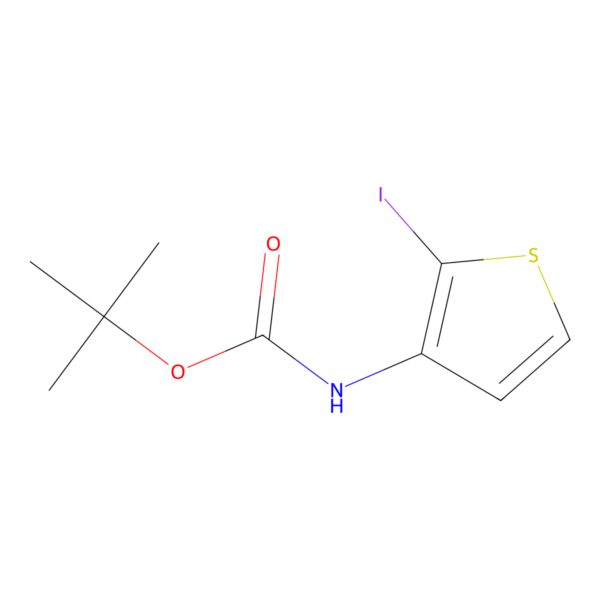 Tert-butyl 2-iodothiophen-3-ylcarbamate molecular structure, CAS 149704-10-9