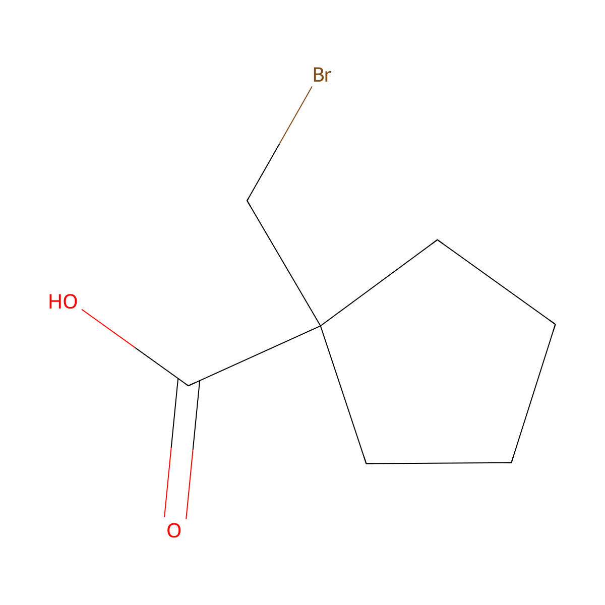 1-(Bromomethyl)cyclopentane-1-carboxylic acid molecular structure, CAS 149705-48-6