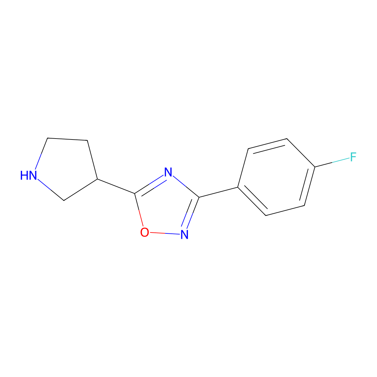 3-(4-Fluorophenyl)-5-(pyrrolidin-3-yl)-1,2,4-oxadiazole molecular structure, CAS 1497079-81-8