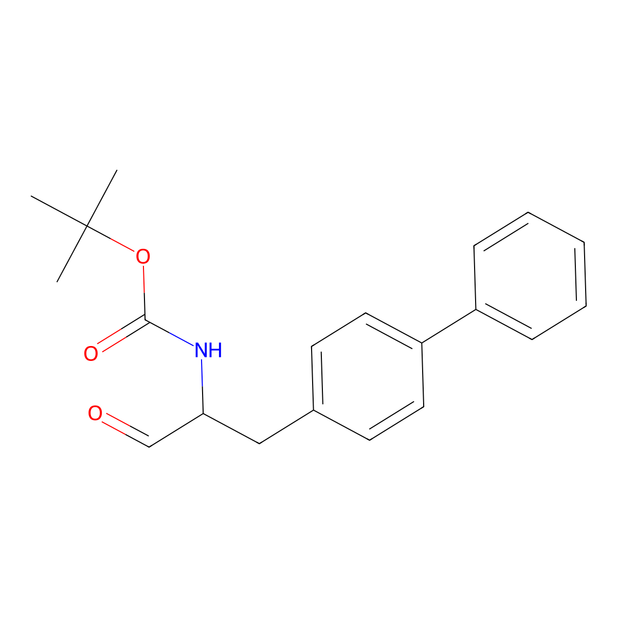 1,1-Dimethylethyl N-((1R)-2-(1,1'-biphenyl)-4-yl-1-formylethyl)carbamate molecular structure, CAS 149709-58-0