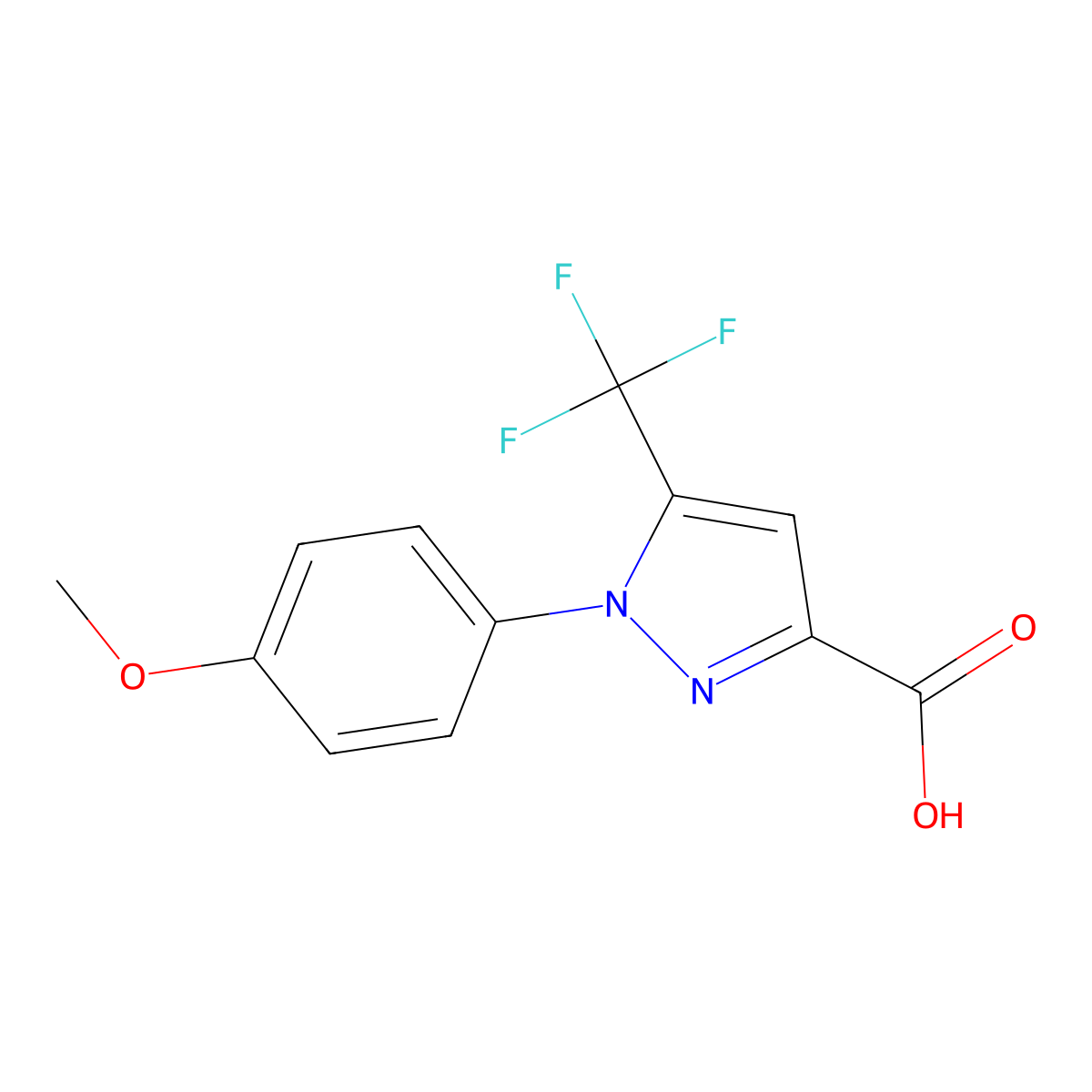 1-(4-Methoxyphenyl)-5-(trifluoromethyl)-1H-pyrazole-3-carboxylic acid molecular structure, CAS 1497094-50-4