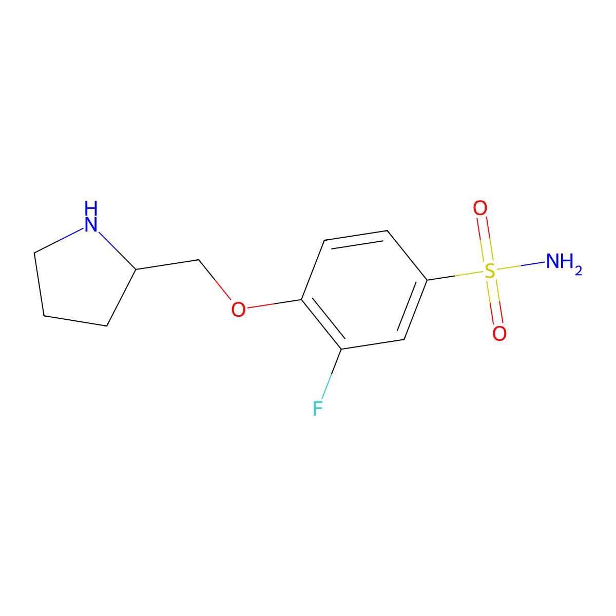 3-Fluoro-4-[(pyrrolidin-2-yl)methoxy]benzene-1-sulfonamide molecular structure, CAS 1497099-36-1