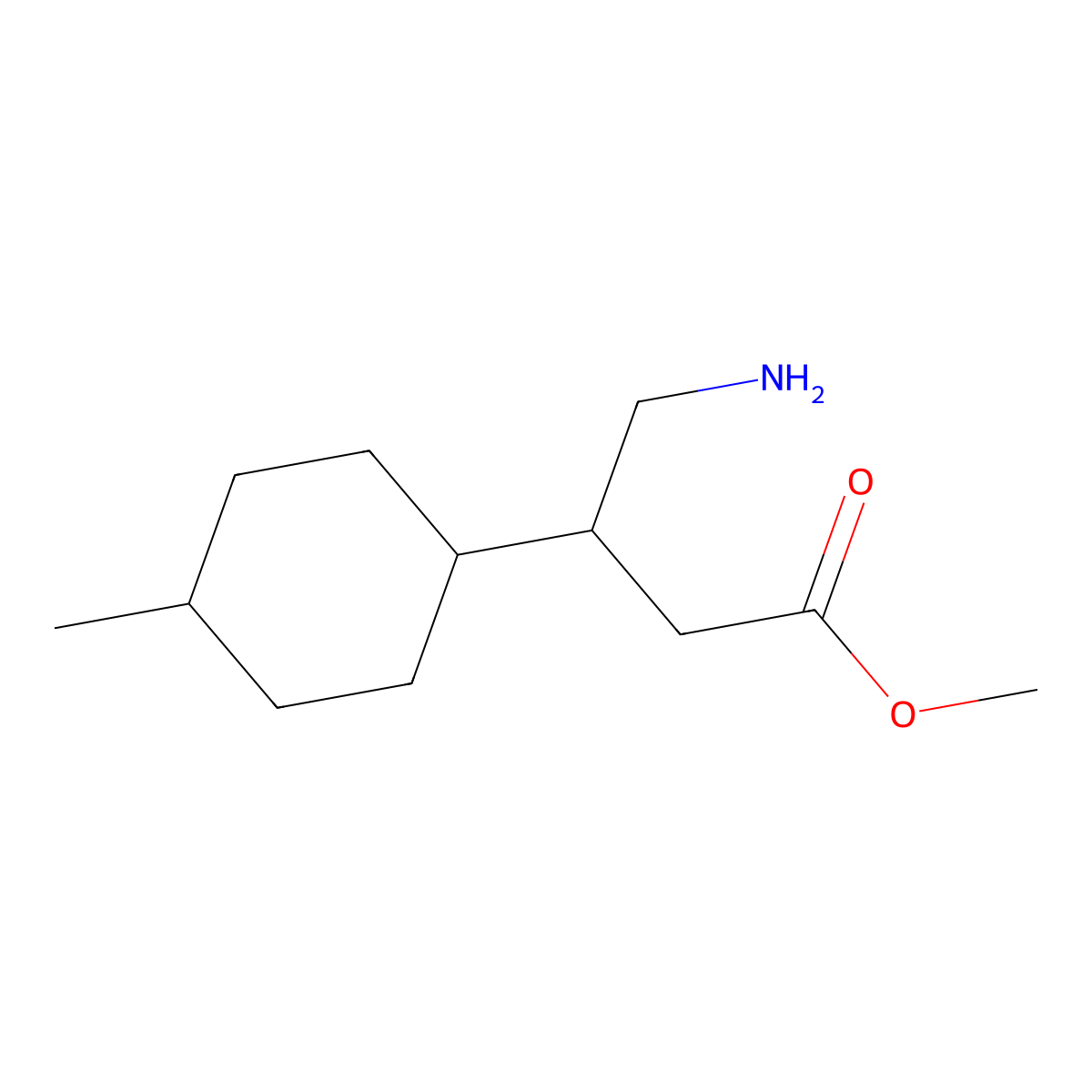 Methyl 4-amino-3-(4-methylcyclohexyl)butanoate molecular structure, CAS 1497125-50-4
