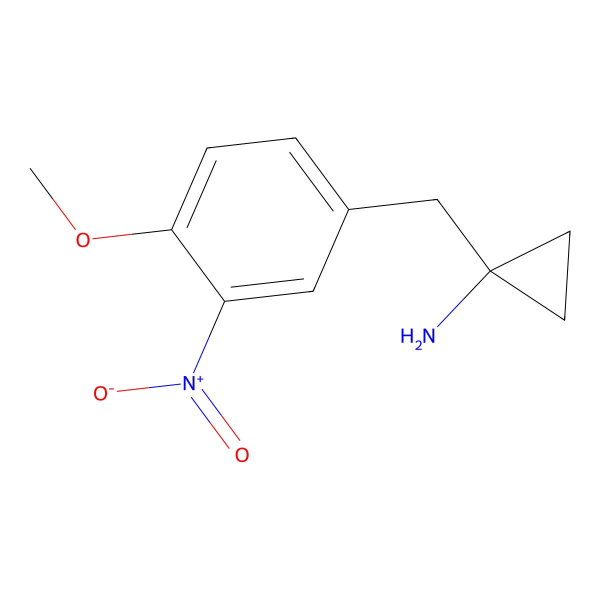 1-(4-Methoxy-3-nitrobenzyl)cyclopropan-1-amine molecular structure, CAS 1497140-21-2