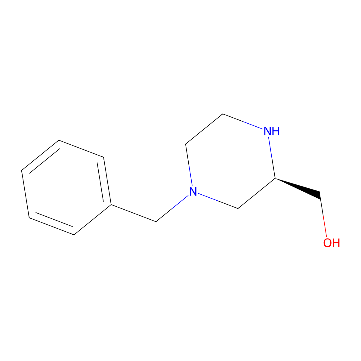(R)-4-benzyl-2-hydroxymethylpiperazine molecular structure, CAS 149715-46-8