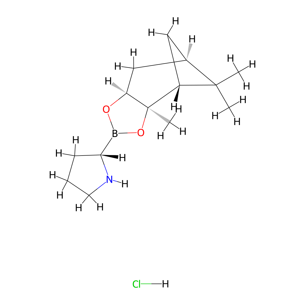 (1R,2R,3S,5R)-Pinanediol Pyrrolidine-2S-boronate Hydrochloride molecular structure, CAS 149716-73-4