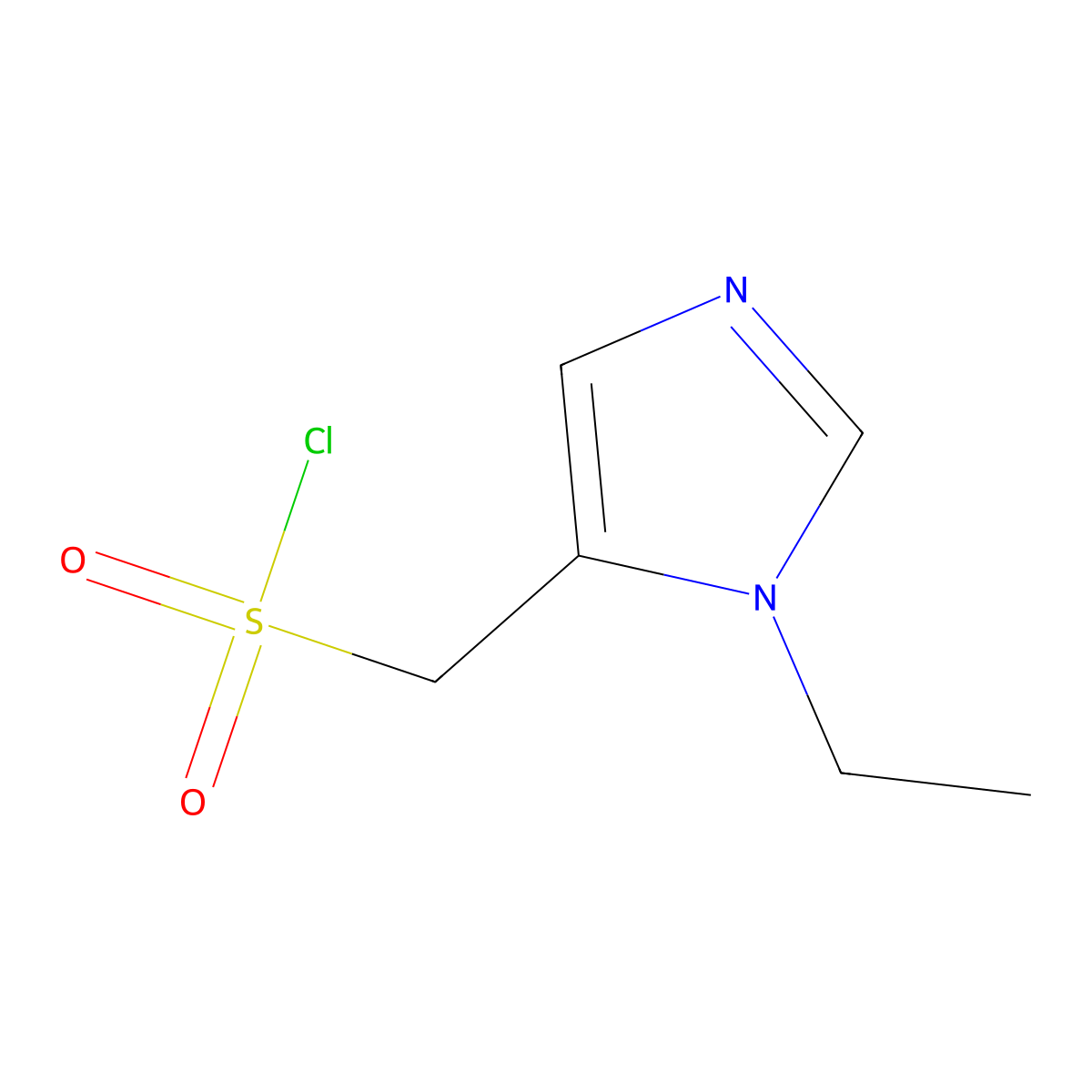 (1-ethyl-1H-imidazol-5-yl)methanesulfonyl chloride molecular structure, CAS 1497189-46-4