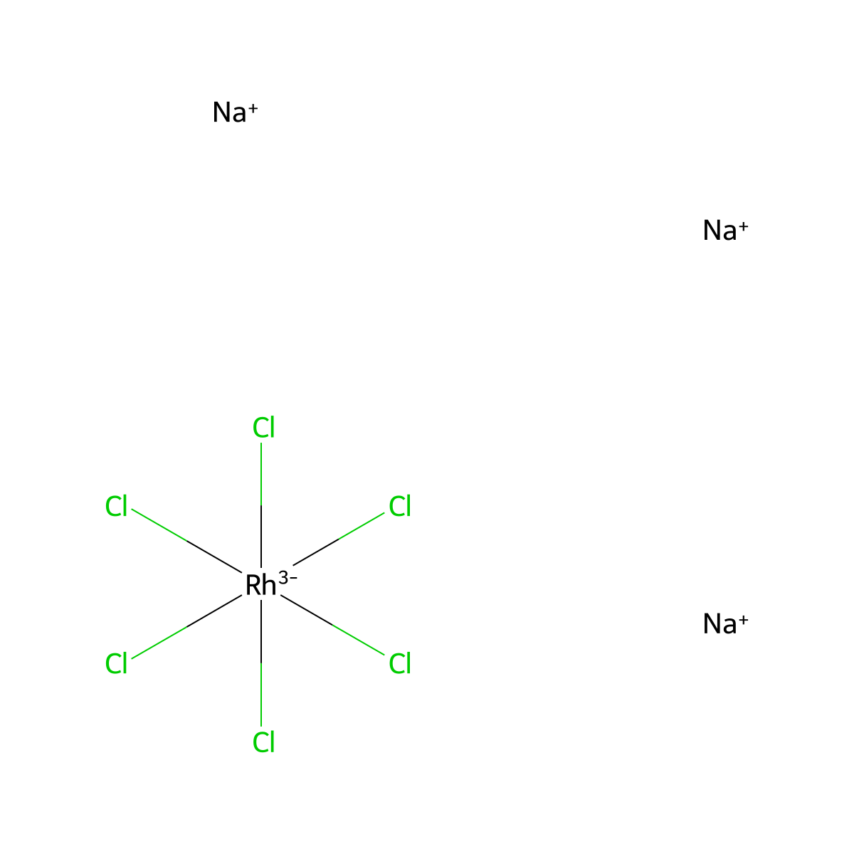 Sodium hexachlororhodate(III) molecular structure, CAS 14972-70-4