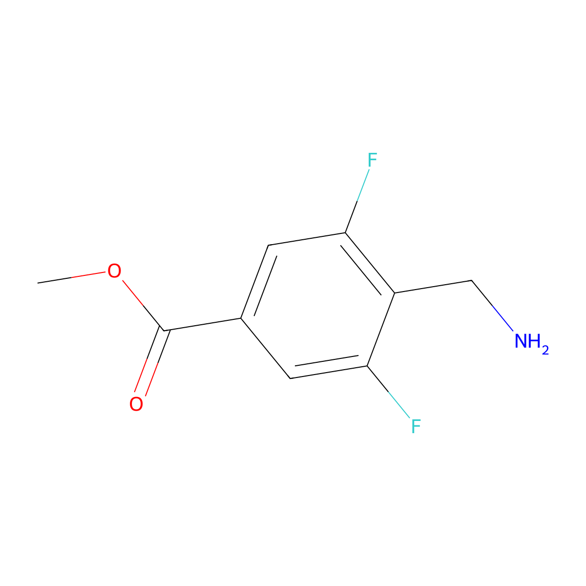 Methyl 4-(aminomethyl)-3,5-difluorobenzoate molecular structure, CAS 1497207-48-3