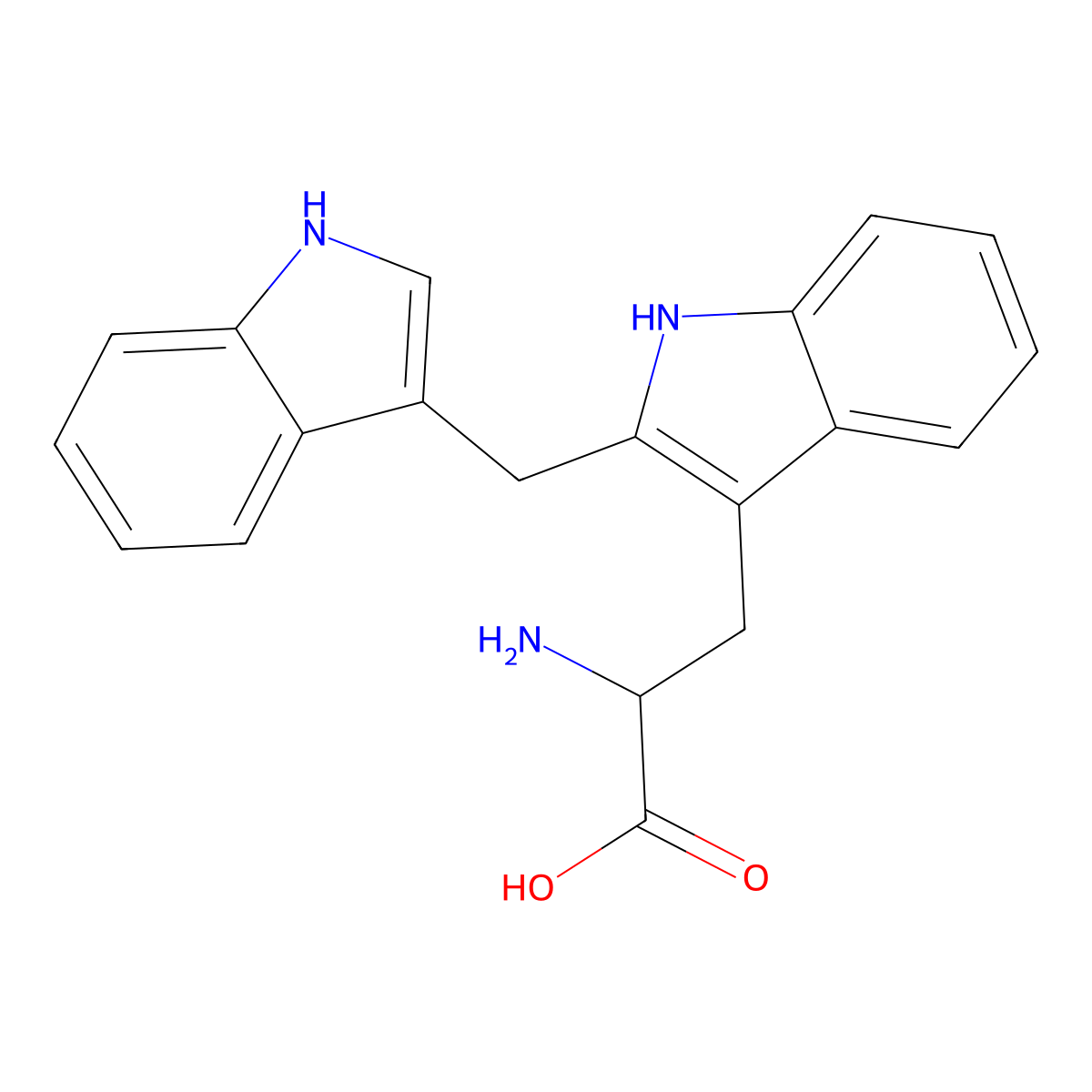 (2S)-2-Amino-3-(2-(1H-indol-3-ylmethyl)-1H-indol-3-yl)propanoic acid molecular structure, CAS 149724-31-2