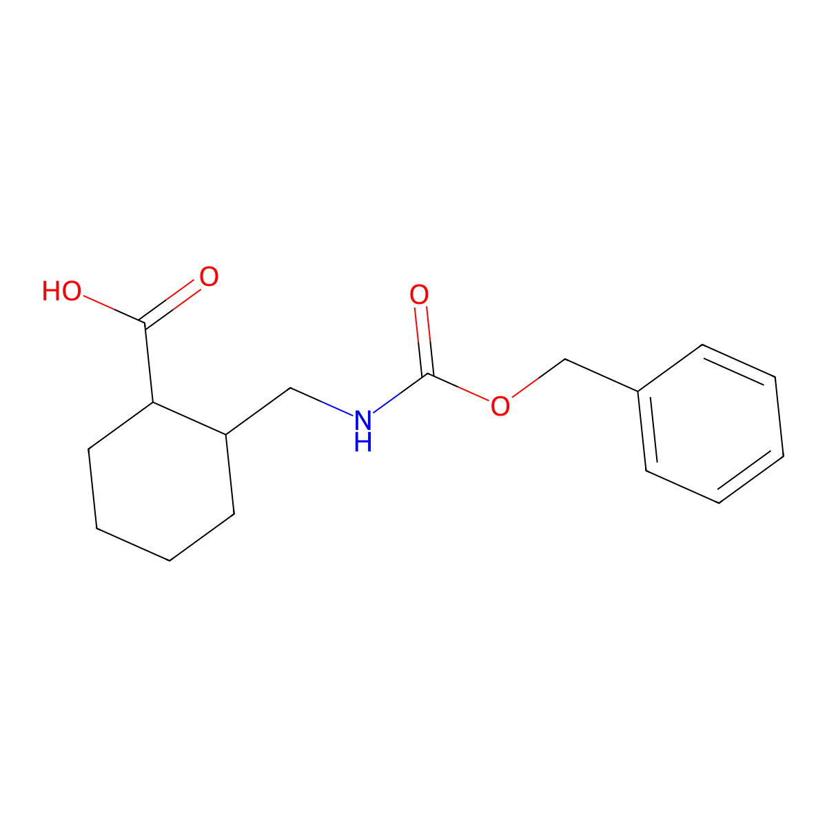 2-((((Benzyloxy)carbonyl)amino)methyl)cyclohexane-1-carboxylic acid molecular structure, CAS 1497245-23-4