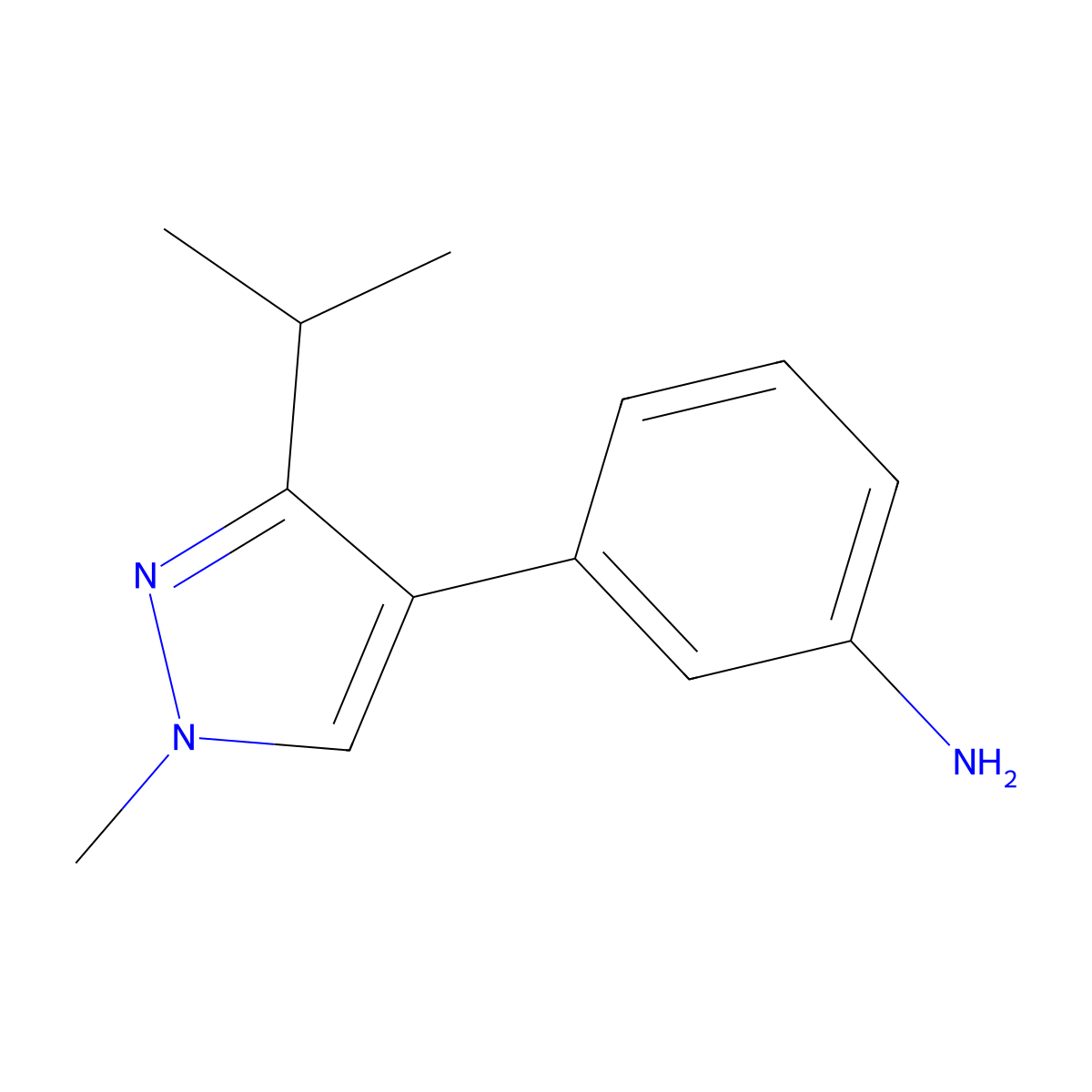 3-(3-Isopropyl-1-methyl-1h-pyrazol-4-yl)aniline molecular structure, CAS 1497248-12-0