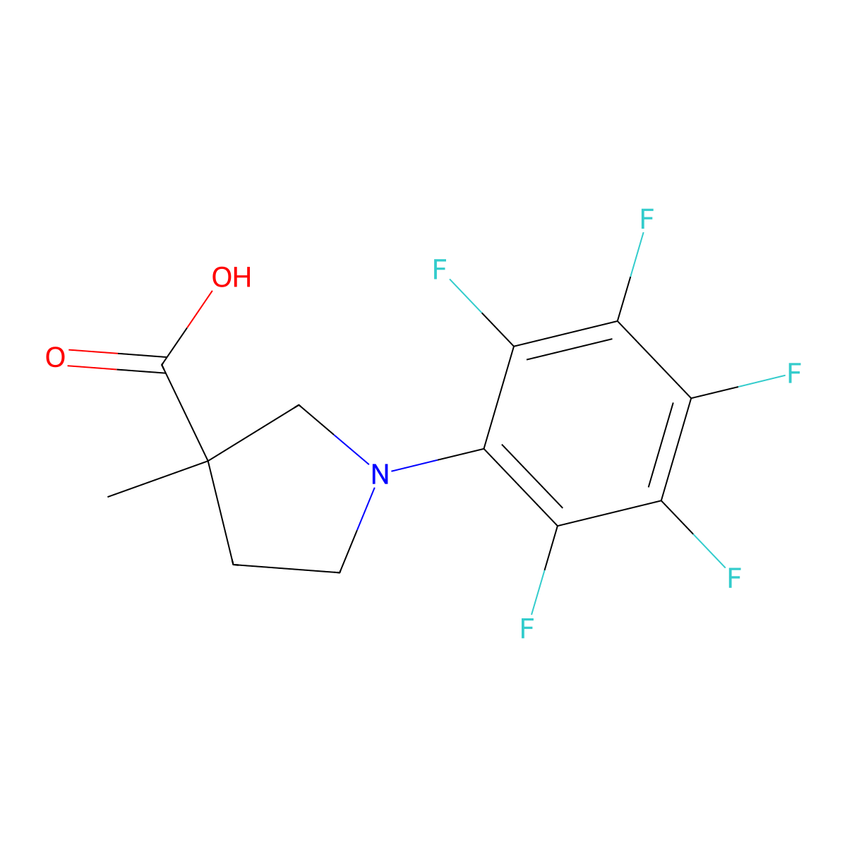 3-Methyl-1-(pentafluorophenyl)pyrrolidine-3-carboxylic acid molecular structure, CAS 1497248-57-3