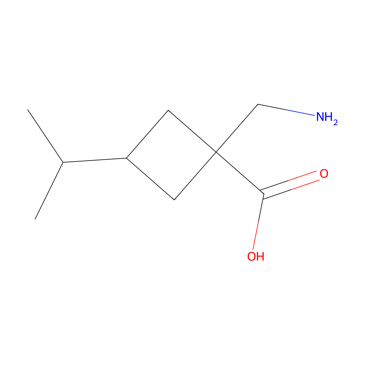 1-(Aminomethyl)-3-(propan-2-yl)cyclobutane-1-carboxylic acid molecular structure, CAS 1497264-07-9