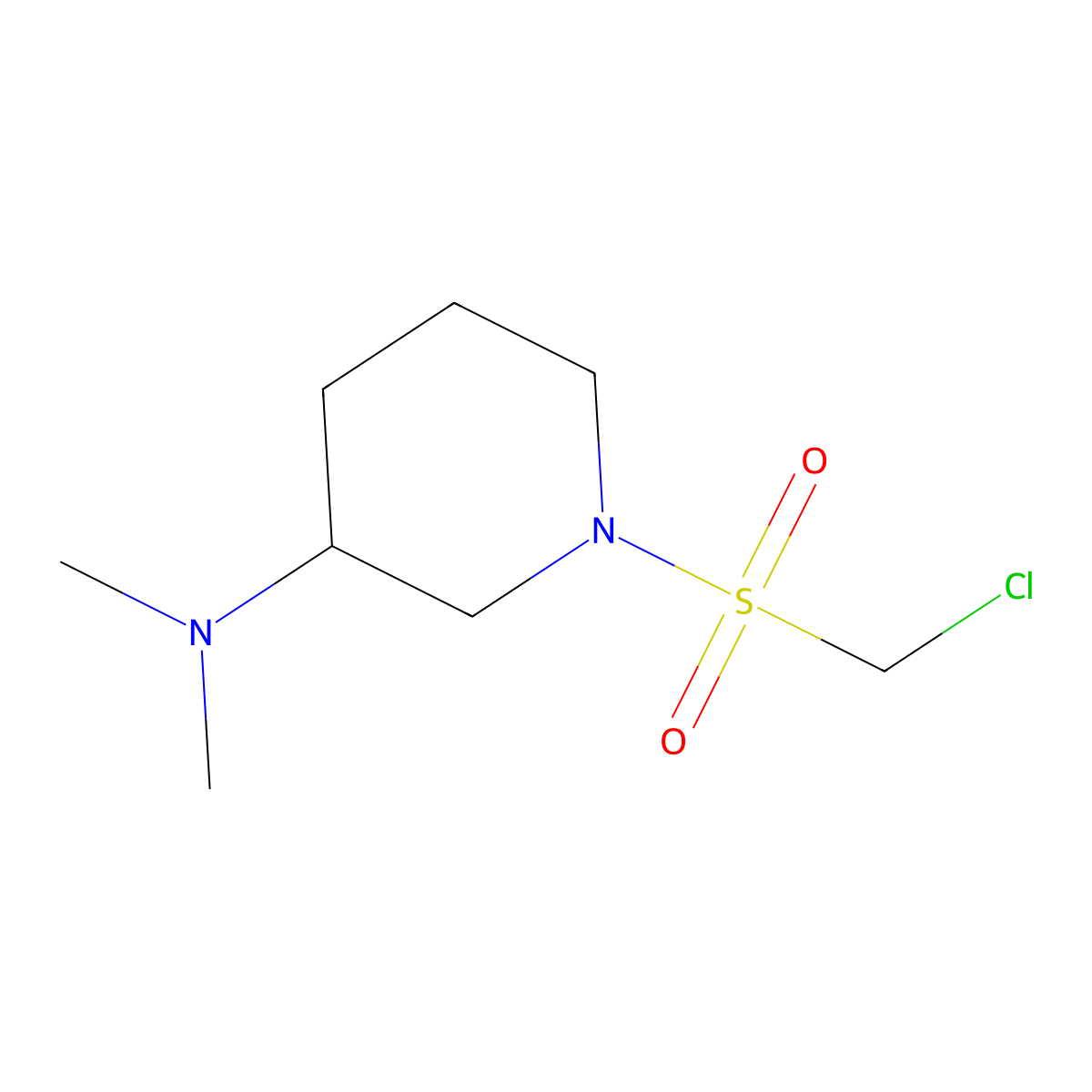 1-chloromethanesulfonyl-N,N-dimethylpiperidin-3-amine molecular structure, CAS 1497266-32-6