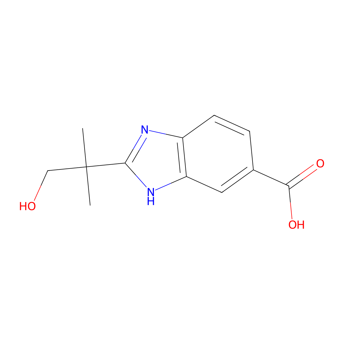 2-(1-Hydroxy-2-methylpropan-2-yl)-1h-benzo[d]imidazole-5-carboxylic acid molecular structure, CAS 1497290-59-1