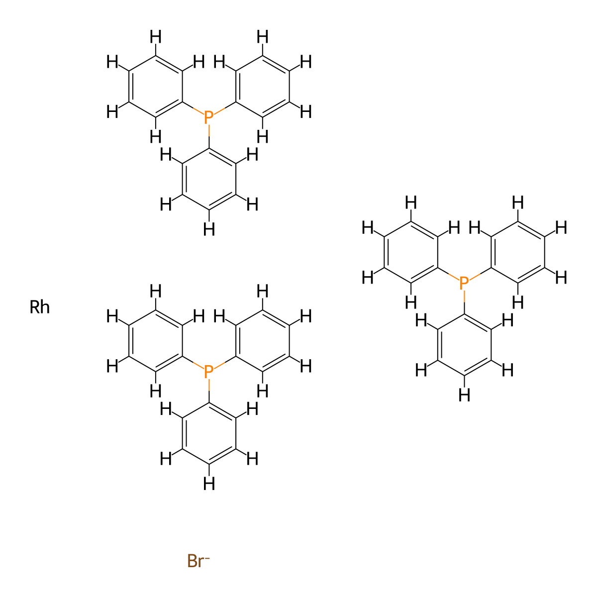 Bromotris(triphenylphosphine)rhodium(I) molecular structure, CAS 14973-89-8