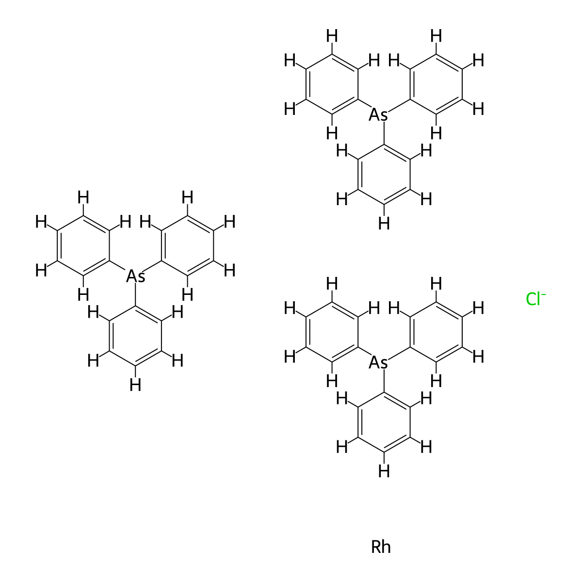 Chlorotris(triphenylarsine)rhodium molecular structure, CAS 14973-92-3