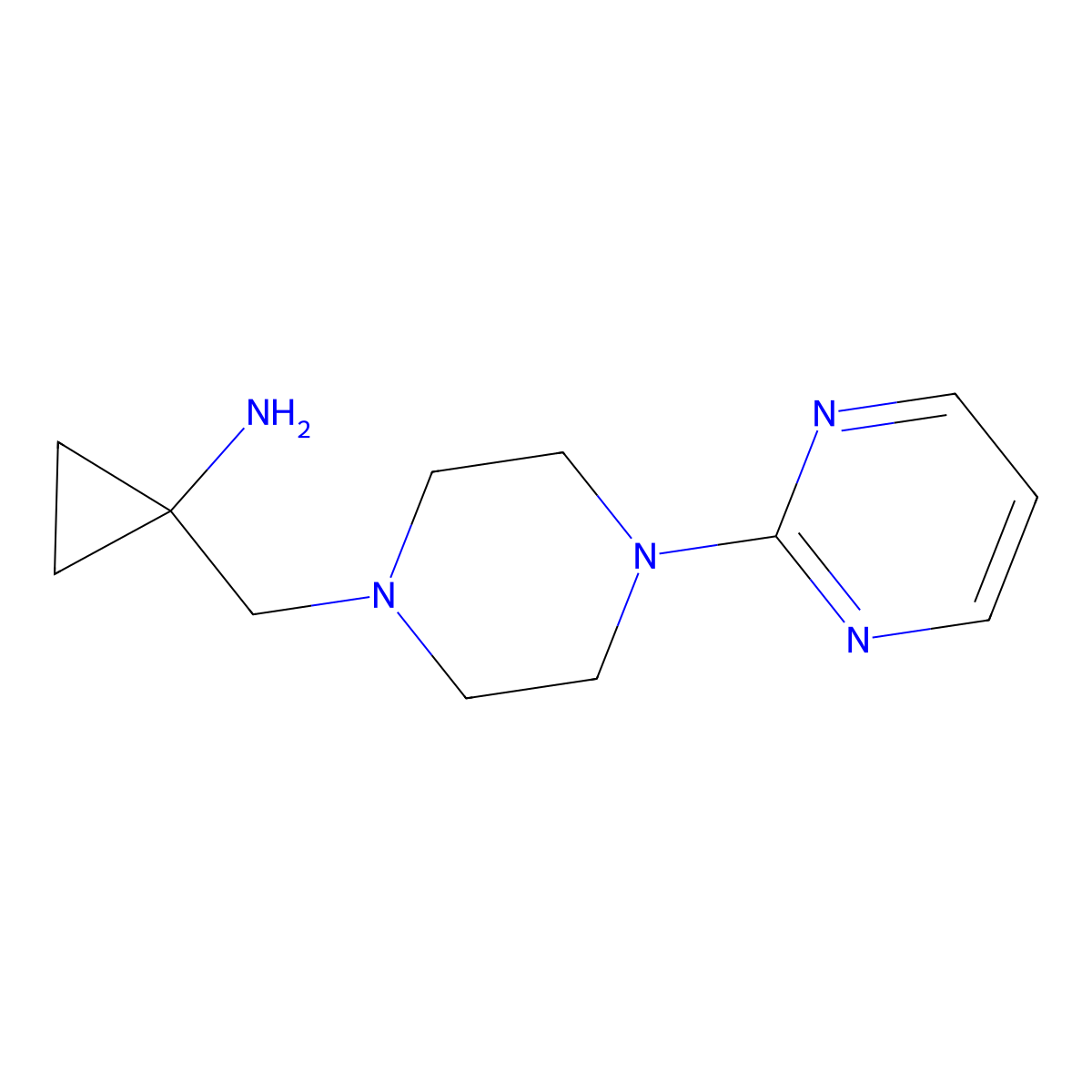 1-{[4-(Pyrimidin-2-yl)piperazin-1-yl]methyl}cyclopropan-1-amine molecular structure, CAS 1497300-19-2
