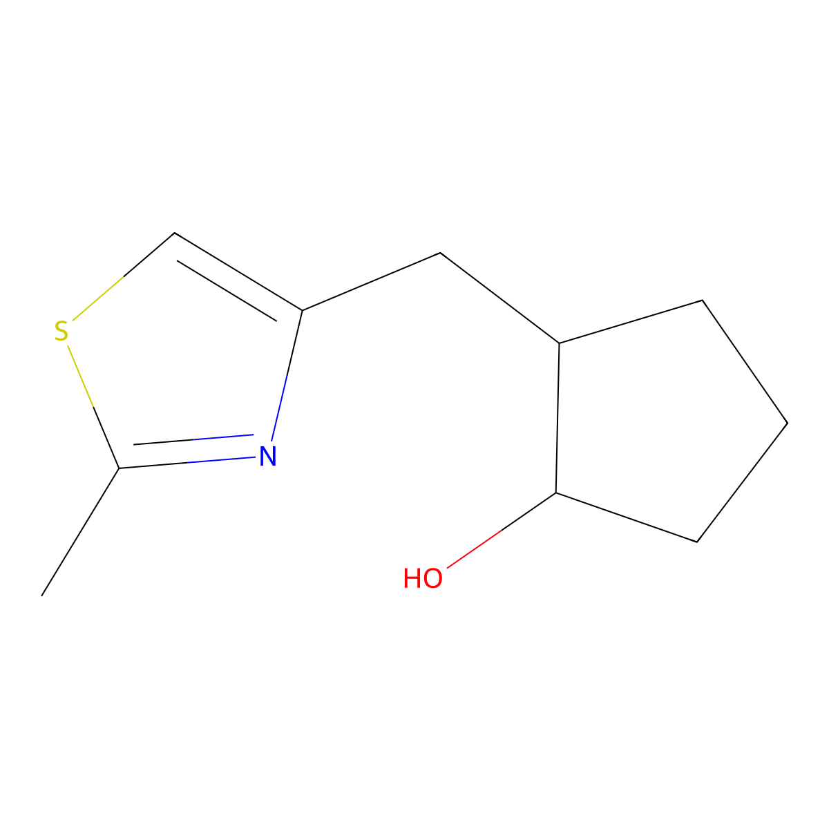 2-[(2-Methyl-1,3-thiazol-4-yl)methyl]cyclopentan-1-ol molecular structure, CAS 1497306-44-1