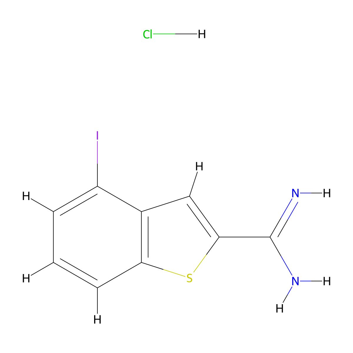 4-iodo-1-benzothiophene-2-carboxiMidaMide hydrochloride molecular structure, CAS 149732-36-5