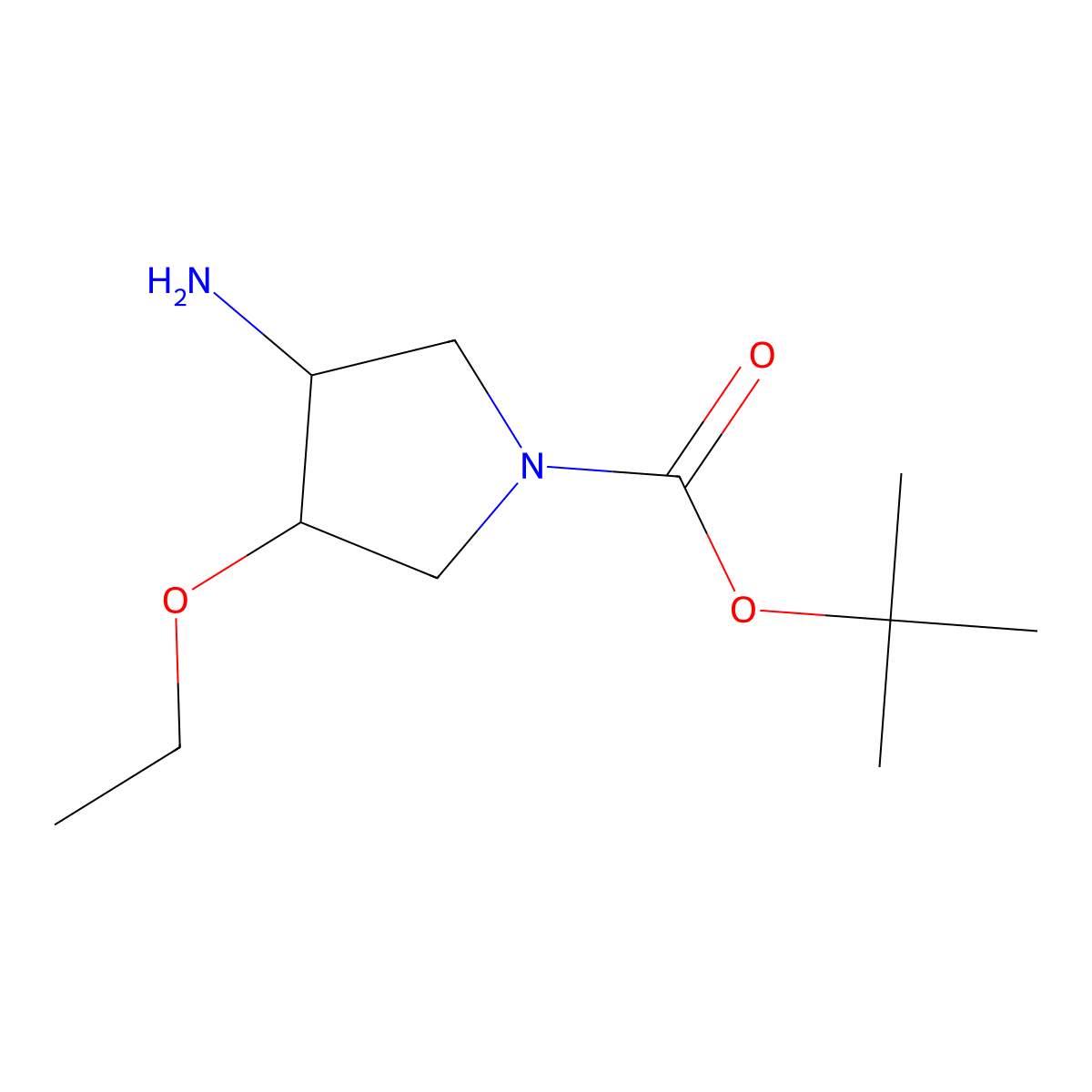 Tert-butyl 3-amino-4-ethoxypyrrolidine-1-carboxylate molecular structure, CAS 1497325-09-3