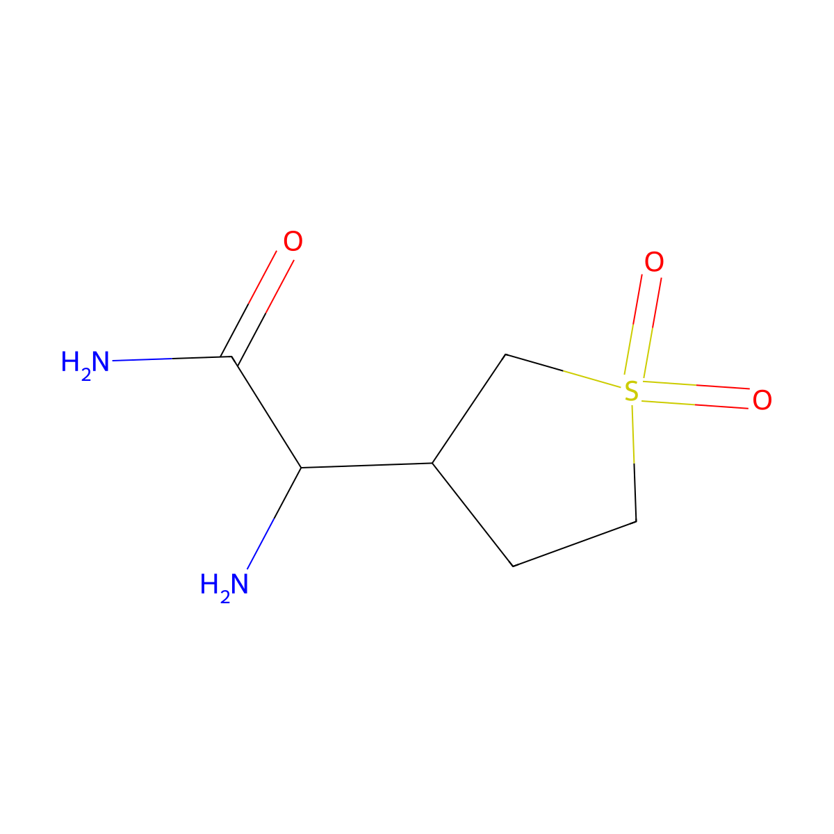 2-Amino-2-(1,1-dioxidotetrahydrothiophen-3-yl)acetamide molecular structure, CAS 1497333-70-6