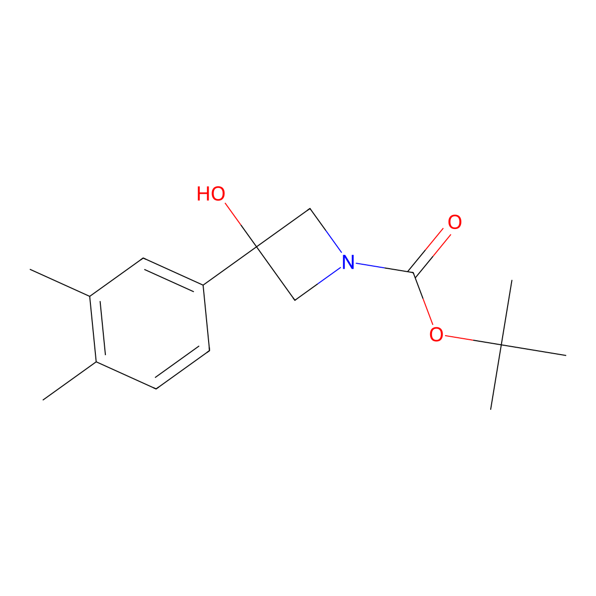 Tert-butyl 3-(3,4-dimethylphenyl)-3-hydroxyazetidine-1-carboxylate molecular structure, CAS 1497338-12-1