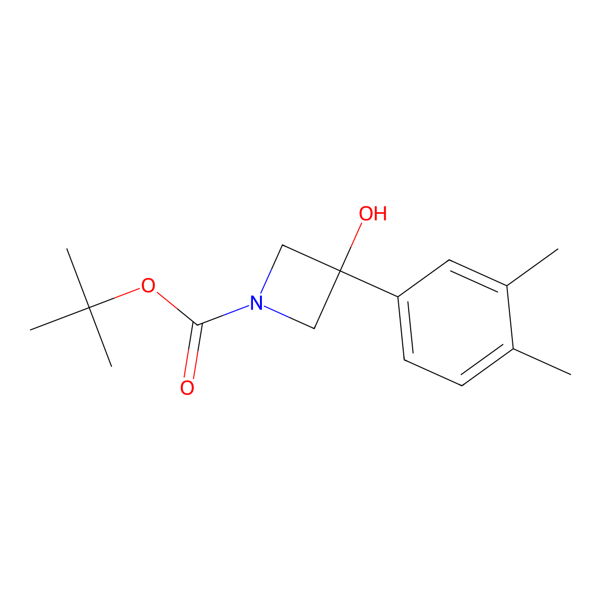 Tert-butyl 3-(3,4-dimethylphenyl)-3-hydroxyazetidine-1-carboxylate molecular structure, CAS 1497338-12-1
