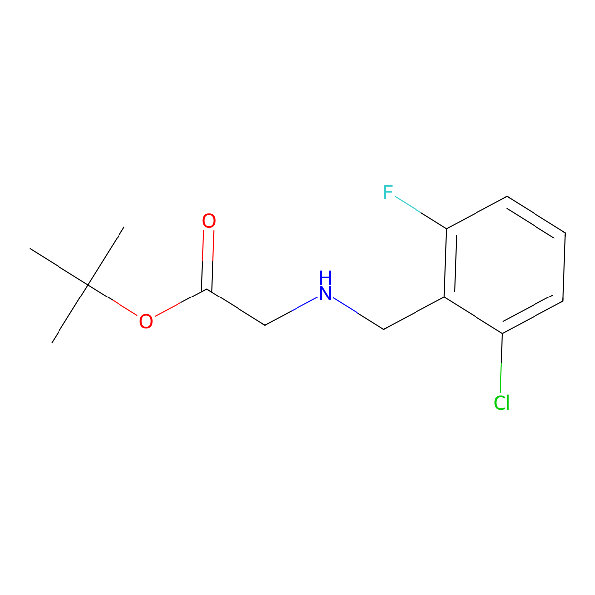 Tert-butyl 2-{[(2-chloro-6-fluorophenyl)methyl]amino}acetate molecular structure, CAS 1497348-09-0