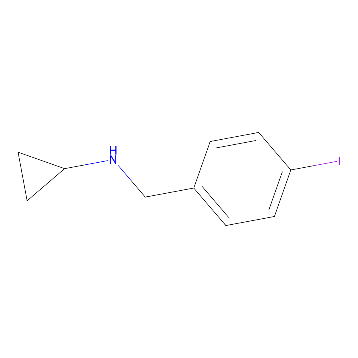 N-[(4-iodophenyl)methyl]cyclopropanamine molecular structure, CAS 1497372-97-0
