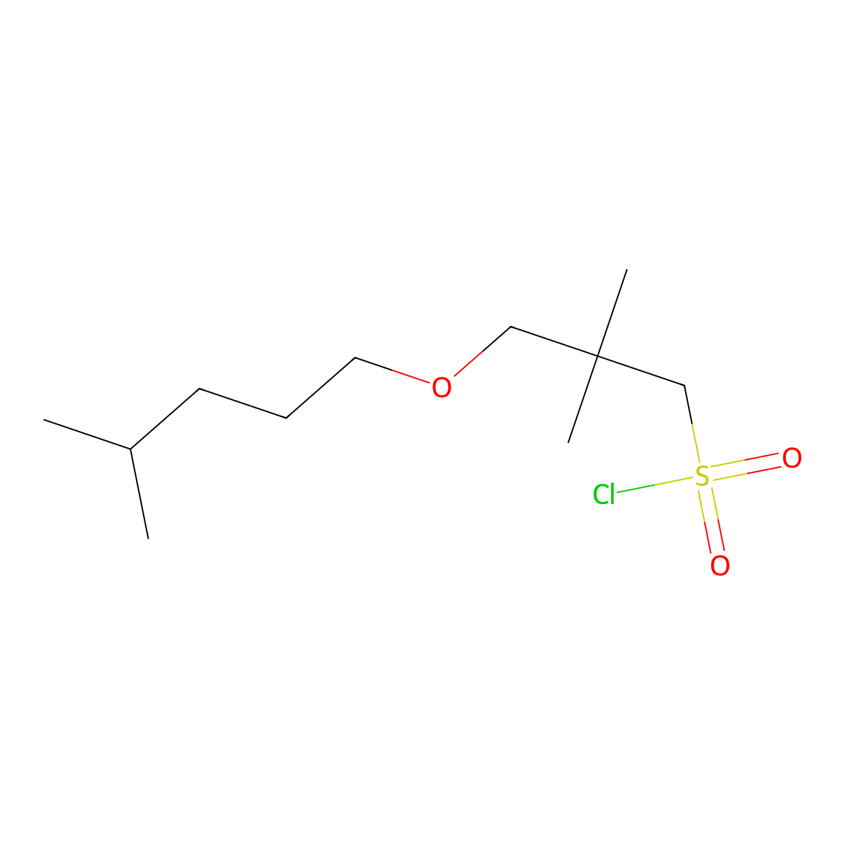 2,2-Dimethyl-3-((4-methylpentyl)oxy)propane-1-sulfonyl chloride molecular structure, CAS 1497379-70-0
