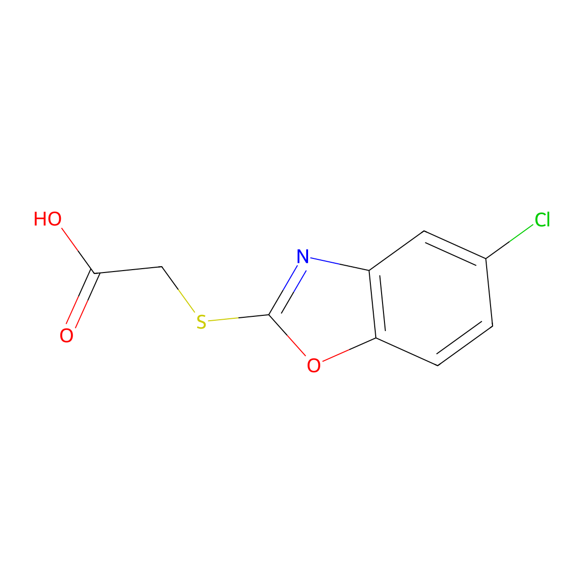 2-[(5-Chloro-1,3-benzoxazol-2-yl)sulfanyl]acetic acid molecular structure, CAS 149739-12-8