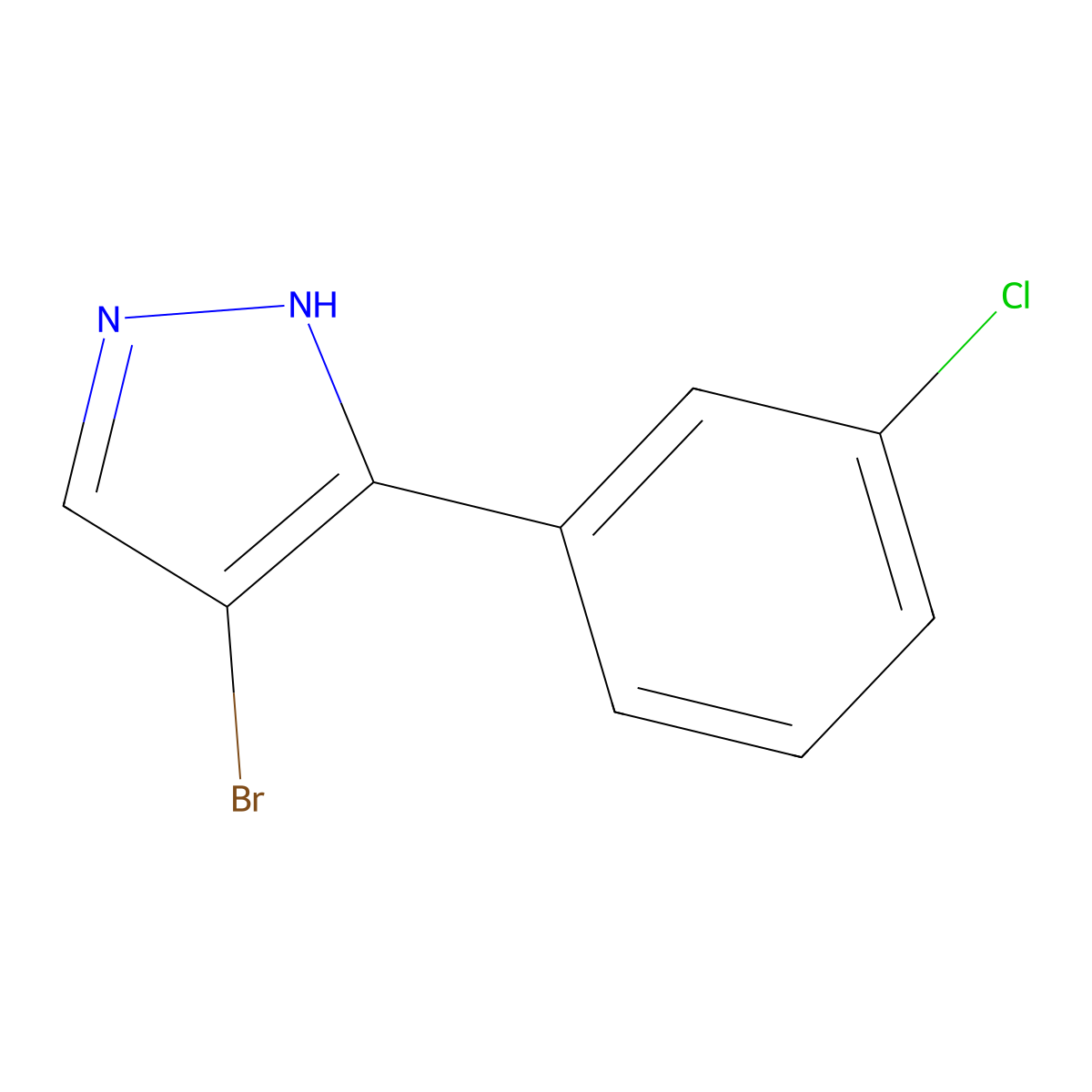 4-Bromo-3-(3-chlorophenyl)-1H-pyrazole molecular structure, CAS 149739-38-8