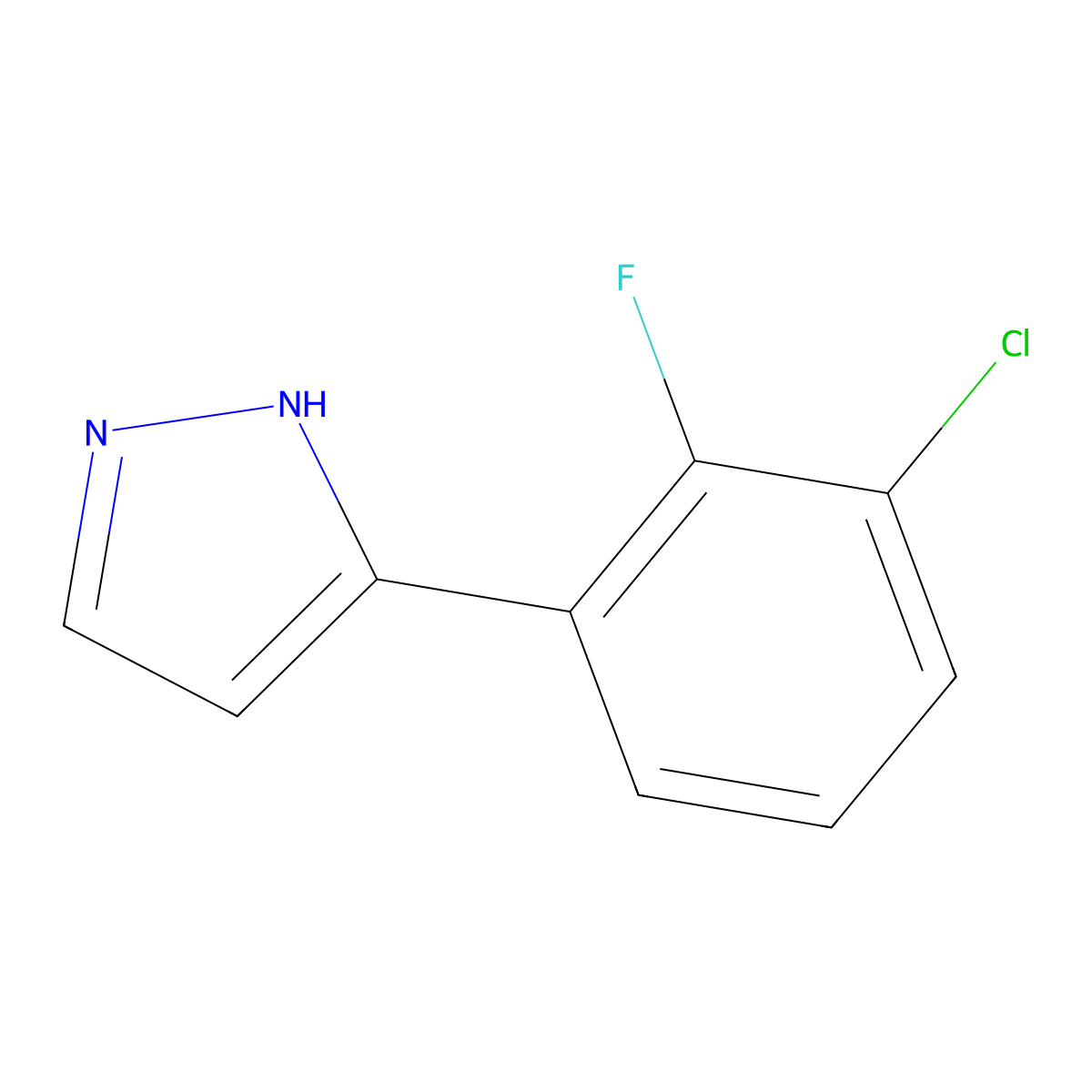 5-(3-chloro-2-fluorophenyl)-1H-pyrazole molecular structure, CAS 149739-56-0