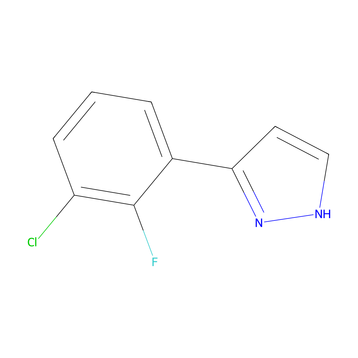 5-(3-chloro-2-fluorophenyl)-1H-pyrazole molecular structure, CAS 149739-56-0