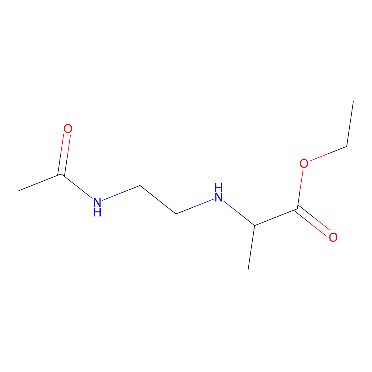 Ethyl 2-[(2-acetamidoethyl)amino]propanoate molecular structure, CAS 1497398-31-8