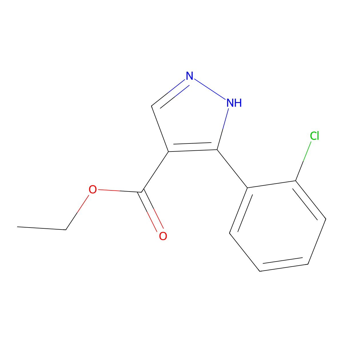 ethyl 5-(2-chlorophenyl)-1H-pyrazole-4-carboxylate molecular structure, CAS 149740-12-5