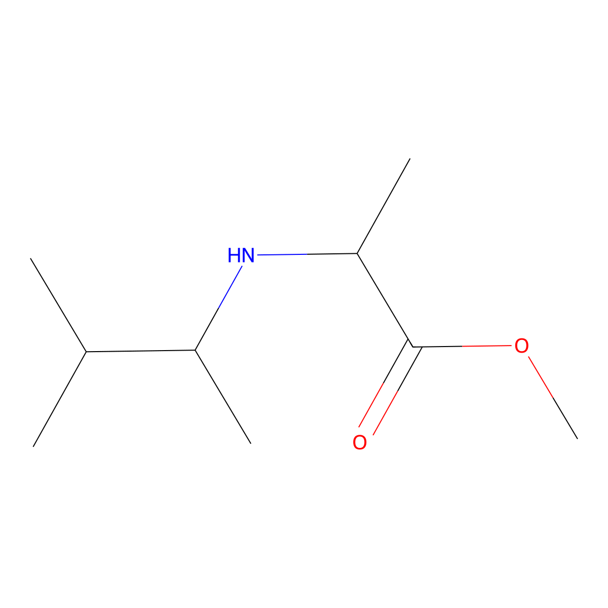Methyl 2-[(3-methylbutan-2-yl)amino]propanoate molecular structure, CAS 1497406-65-1