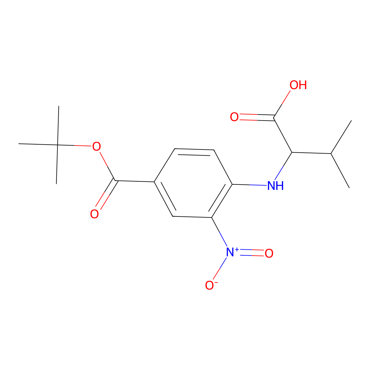 (4-(tert-Butoxycarbonyl)-2-nitrophenyl)-D-valine molecular structure, CAS 1497413-82-7