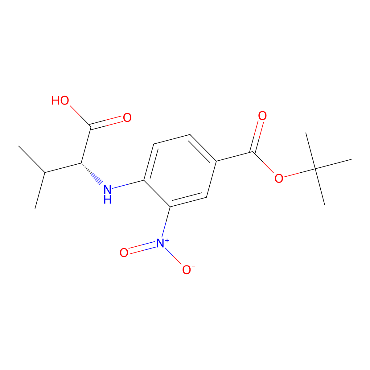 (4-(tert-Butoxycarbonyl)-2-nitrophenyl)-D-valine molecular structure, CAS 1497413-82-7